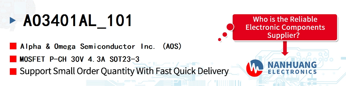 AO3401AL_101 AOS MOSFET P-CH 30V 4.3A SOT23-3