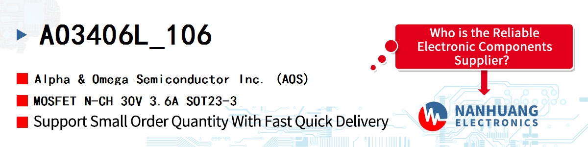 AO3406L_106 AOS MOSFET N-CH 30V 3.6A SOT23-3