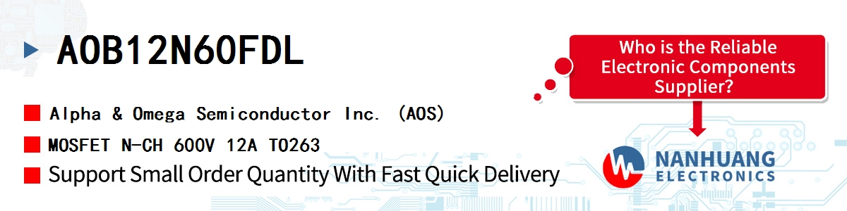 AOB12N60FDL AOS MOSFET N-CH 600V 12A TO263
