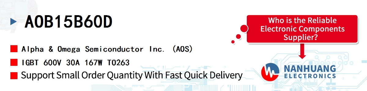 AOB15B60D AOS IGBT 600V 30A 167W TO263