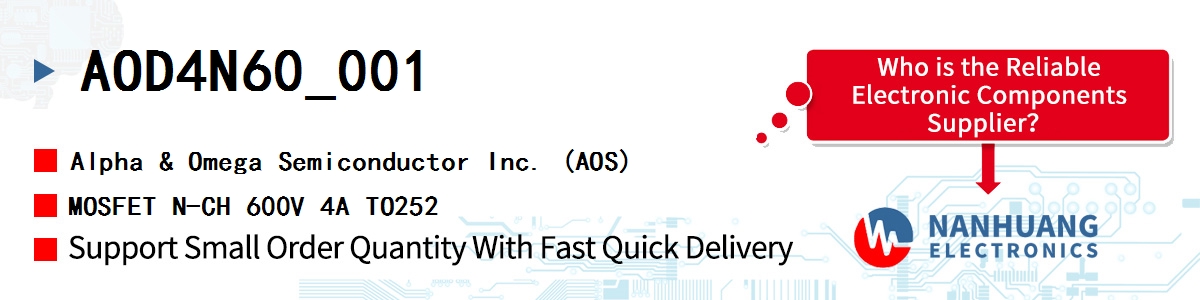 AOD4N60_001 AOS MOSFET N-CH 600V 4A TO252