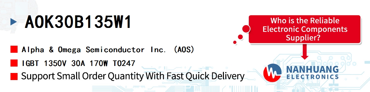AOK30B135W1 AOS IGBT 1350V 30A 170W TO247