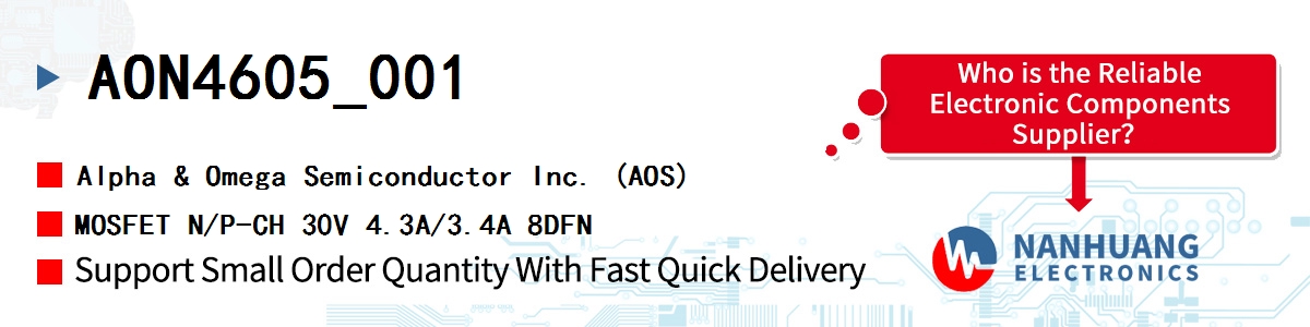 AON4605_001 AOS MOSFET N/P-CH 30V 4.3A/3.4A 8DFN