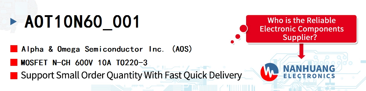 AOT10N60_001 AOS MOSFET N-CH 600V 10A TO220-3
