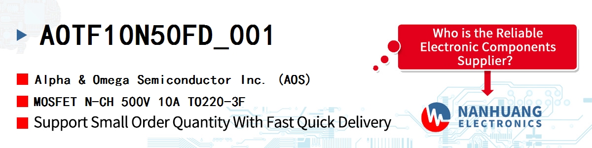 AOTF10N50FD_001 AOS MOSFET N-CH 500V 10A TO220-3F