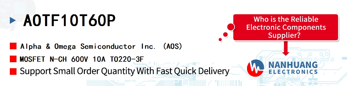 AOTF10T60P AOS MOSFET N-CH 600V 10A TO220-3F