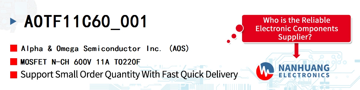 AOTF11C60_001 AOS MOSFET N-CH 600V 11A TO220F