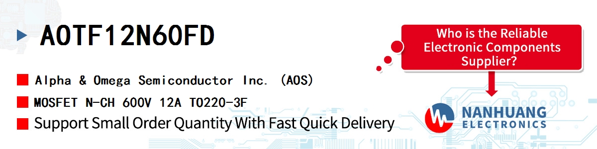 AOTF12N60FD AOS MOSFET N-CH 600V 12A TO220-3F