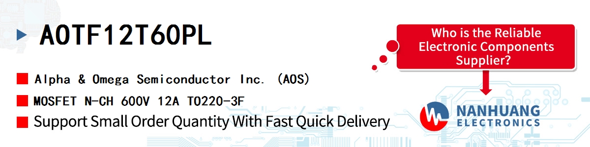 AOTF12T60PL AOS MOSFET N-CH 600V 12A TO220-3F