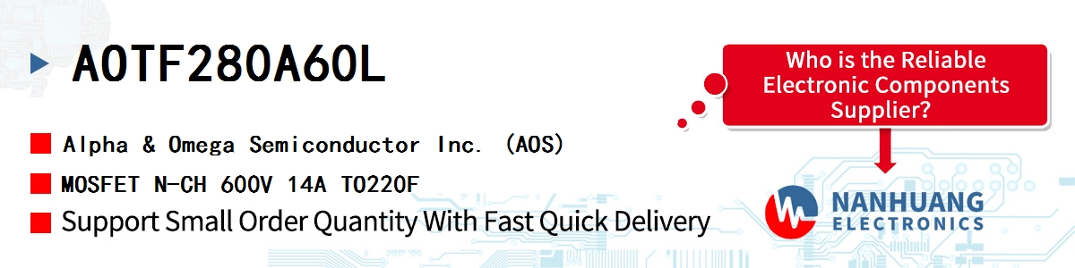 AOTF280A60L AOS MOSFET N-CH 600V 14A TO220F