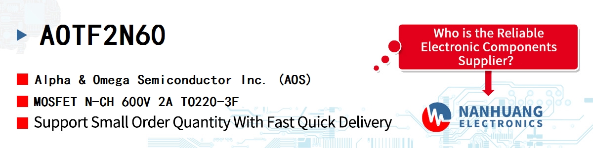 AOTF2N60 AOS MOSFET N-CH 600V 2A TO220-3F