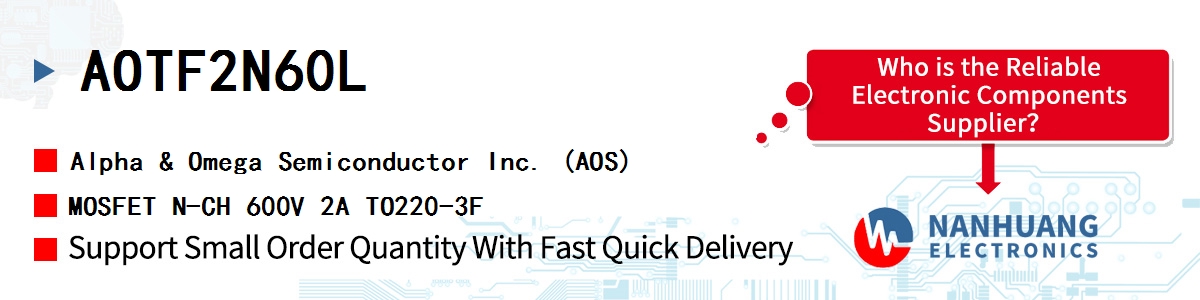 AOTF2N60L AOS MOSFET N-CH 600V 2A TO220-3F