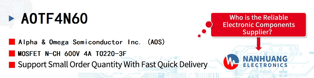 AOTF4N60 AOS MOSFET N-CH 600V 4A TO220-3F