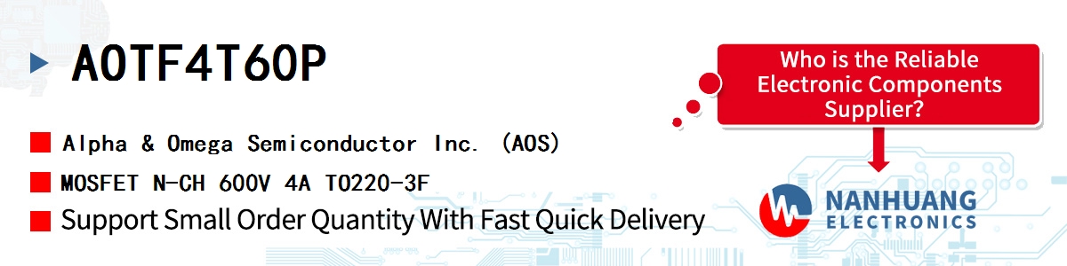 AOTF4T60P AOS MOSFET N-CH 600V 4A TO220-3F