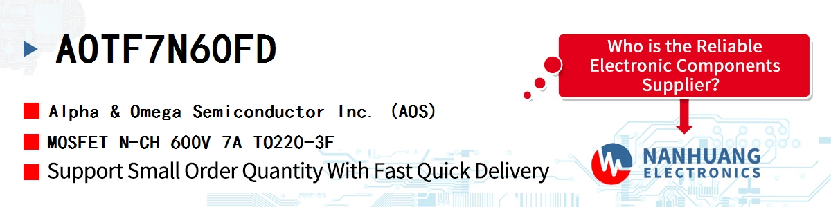 AOTF7N60FD AOS MOSFET N-CH 600V 7A TO220-3F