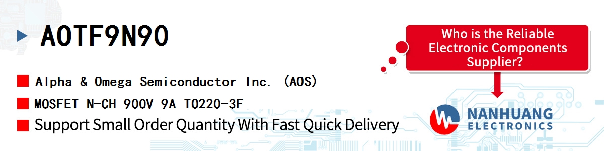 AOTF9N90 AOS MOSFET N-CH 900V 9A TO220-3F