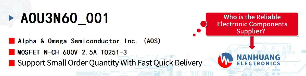 AOU3N60_001 AOS MOSFET N-CH 600V 2.5A TO251-3