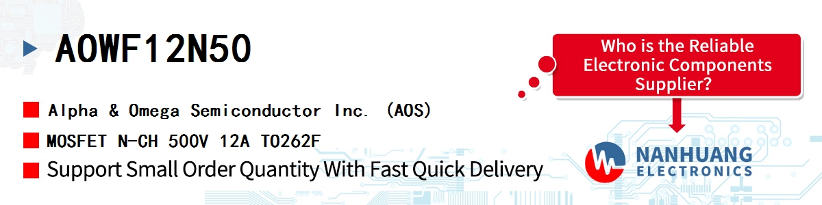 AOWF12N50 AOS MOSFET N-CH 500V 12A TO262F