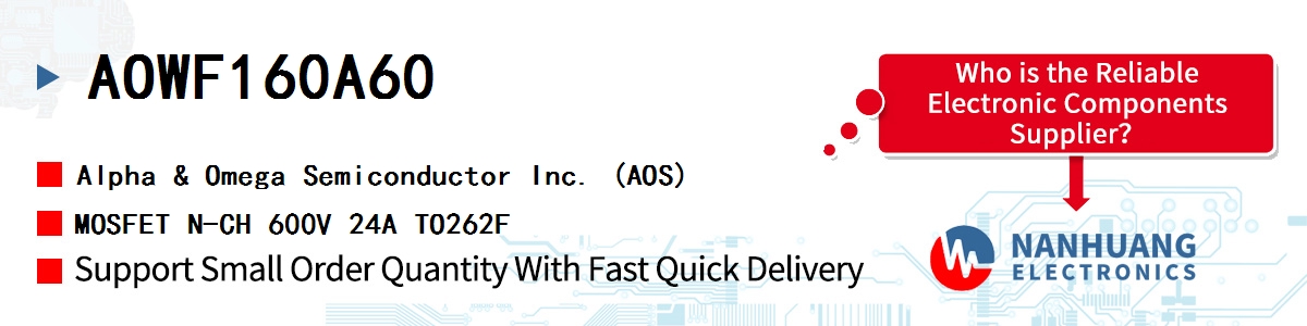 AOWF160A60 AOS MOSFET N-CH 600V 24A TO262F