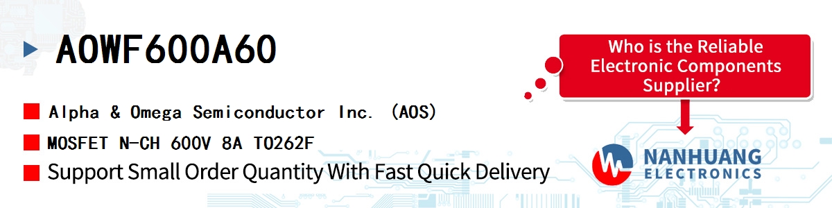 AOWF600A60 AOS MOSFET N-CH 600V 8A TO262F