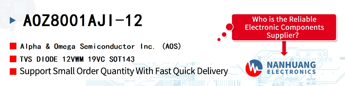 AOZ8001AJI-12 AOS TVS DIODE 12VWM 19VC SOT143