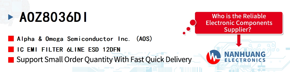 AOZ8036DI AOS IC EMI FILTER 6LINE ESD 12DFN