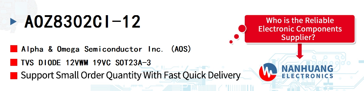 AOZ8302CI-12 AOS TVS DIODE 12VWM 19VC SOT23A-3
