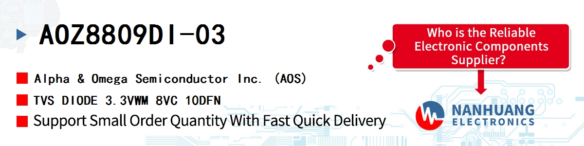 AOZ8809DI-03 AOS TVS DIODE 3.3VWM 8VC 10DFN