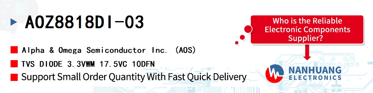 AOZ8818DI-03 AOS TVS DIODE 3.3VWM 17.5VC 10DFN