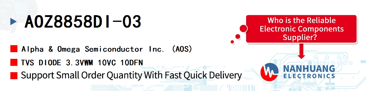 AOZ8858DI-03 AOS TVS DIODE 3.3VWM 10VC 10DFN